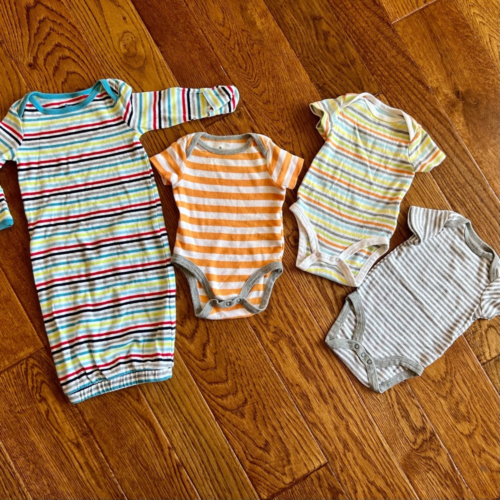 Stripes Onesie and Sleeper Set, 0-3 Month